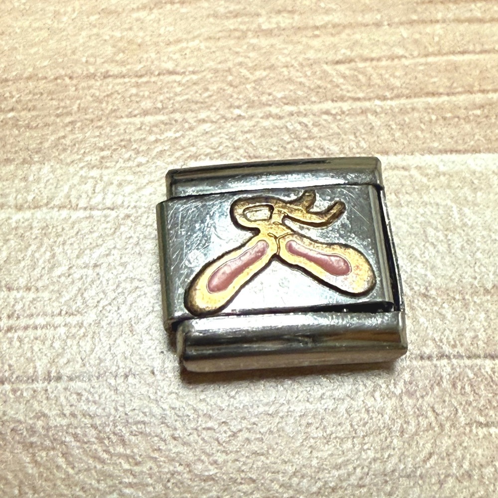Nomination Italy‎ Stainless Steel Ballet Slippers Pink Enamel Italian Charm 9mm